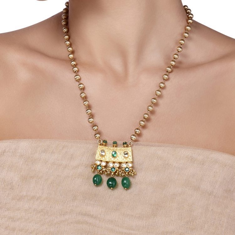 KUNDAN GREEN SQUARE SET