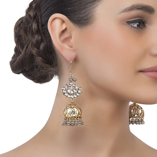 KUNDAN CRESCENT JHUMKI EARRING