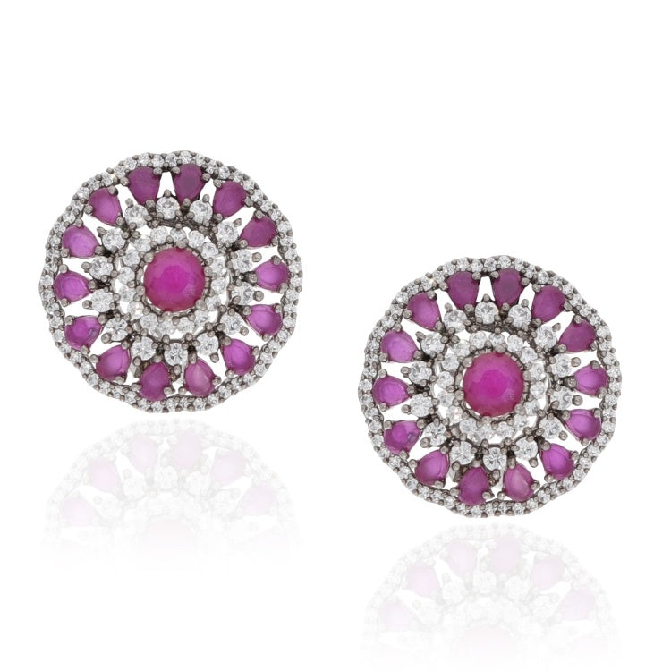 VICTORIAN RUBY ROUND EARRINGS