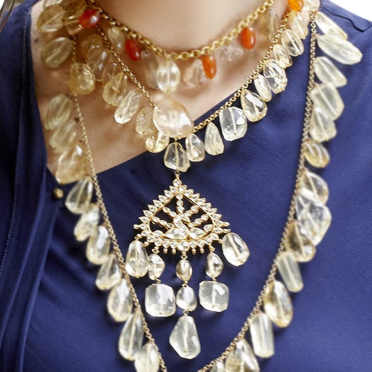 Peacock Kundan Citrine Pendant