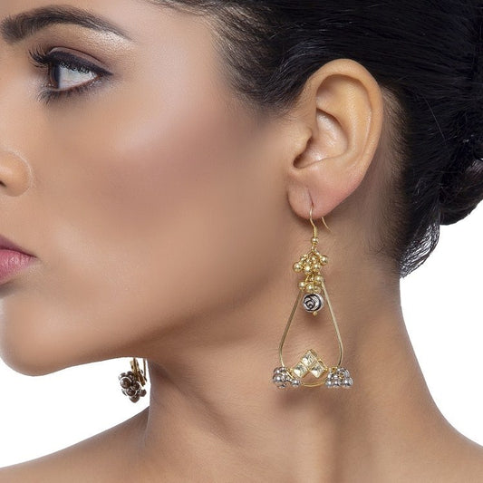 DROP SHAPE KUNDAN EARRING