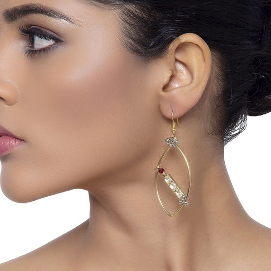 OVAL KUNDAN GHUNGROO EARRING