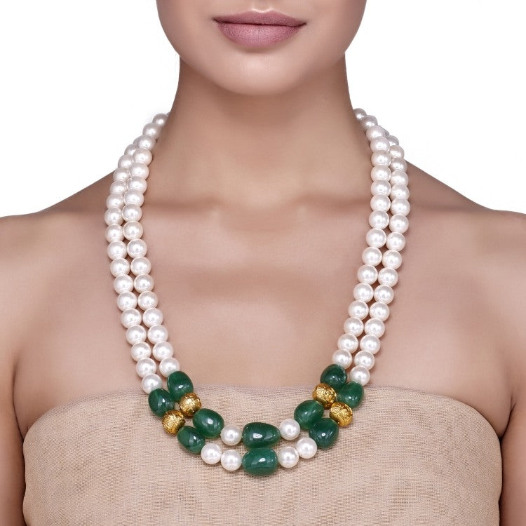 SHELL PEARL GREEN ONYX STRING
