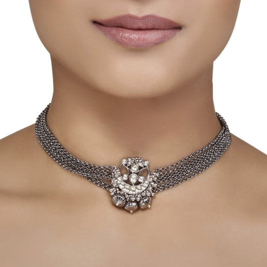 Silver Balls Kundan Pendant