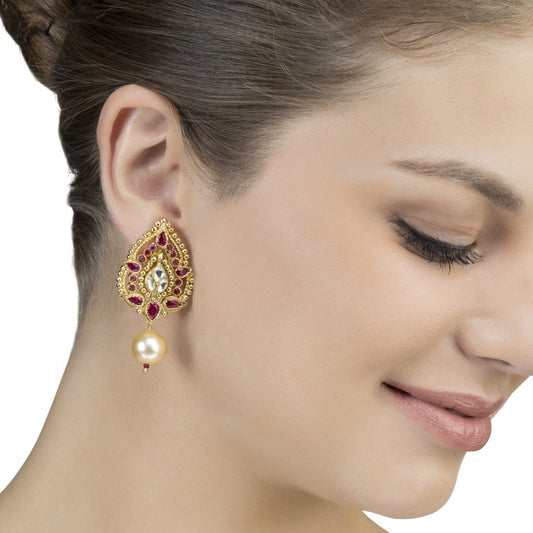 RUBY SHELL PEARL DROP EARRINGS