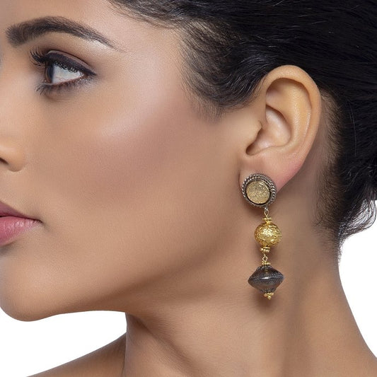 GOLDEN SILVER BALLS EARRING