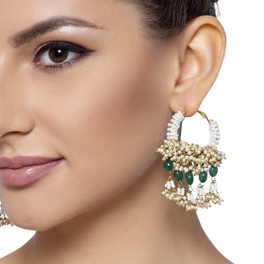 PEARLS GREEN BALI EARRING