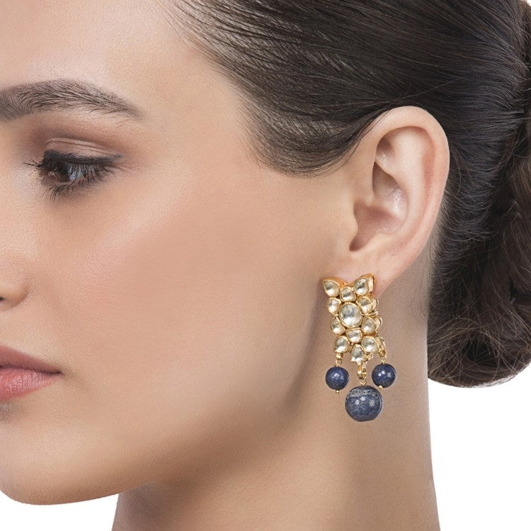 KUNDAN LAPIZ DROP STUD