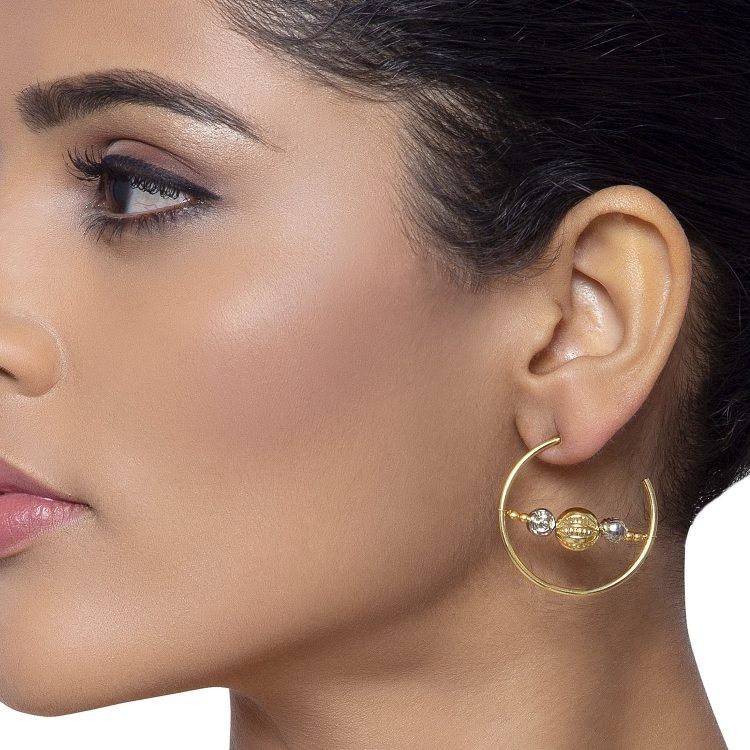 GOLDEN SILVER HOOP EARRING