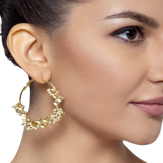 SQUARE KUNDAN BALI EARRING