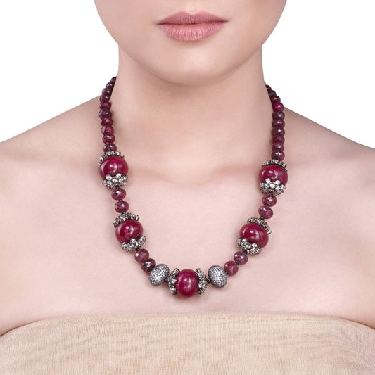 STUDDED ZIRCON RUBY NECKLACE