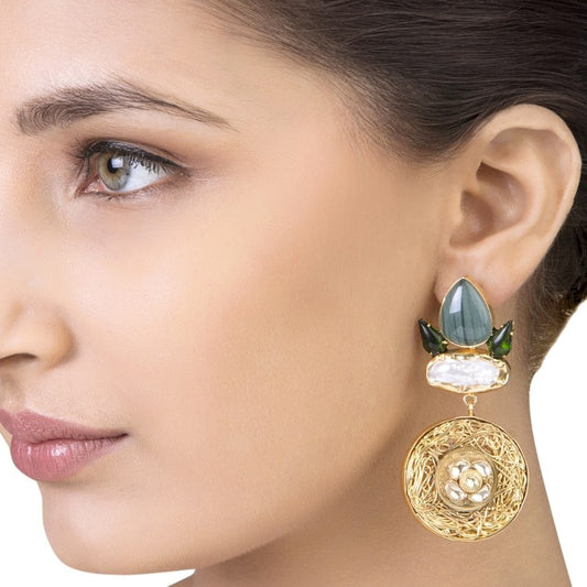 KUNDAN PERIDOT SPIKE EARRINGS