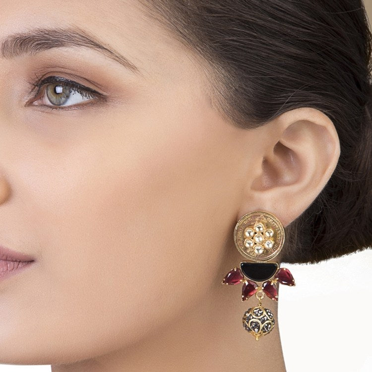 KUNDAN TOURMALINE SPIKE EARRINGS