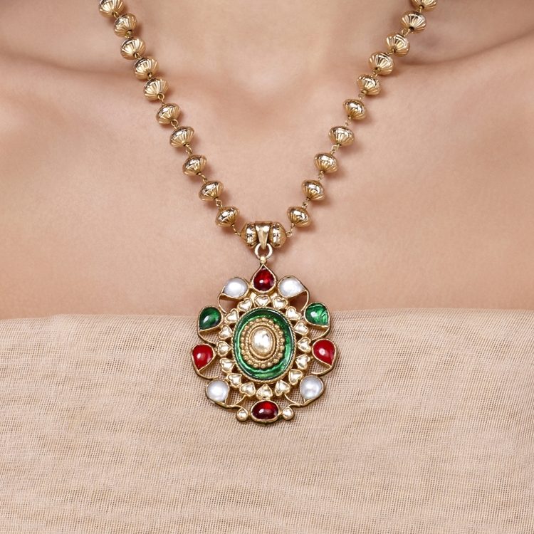 KUNDAN NAVRATAN ROUND NECKLACE