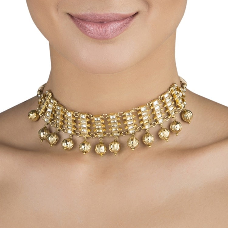 KUNDAN GOLD RECTANGLE NECKLACE