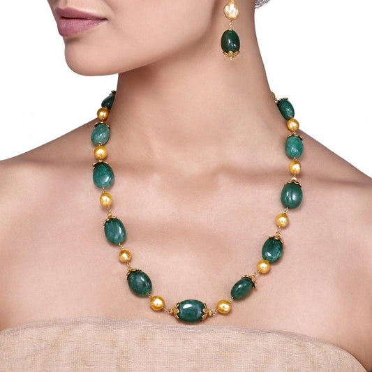 GOLDEN BAROQUE GREEN ONYX SET