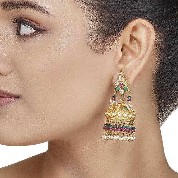 Kundan Pearl Drop Jhumki