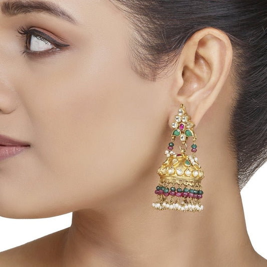 Kundan Pearl Drop Jhumki