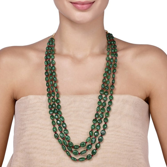 GREEN ONYX RUBY LONG NECKLACE