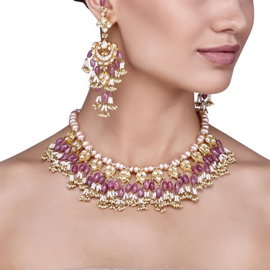 KUNDAN PEARL TOURMALINE SET