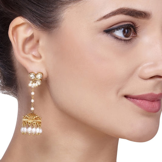 KUNDAN GOLD FLOWER EARRINGS