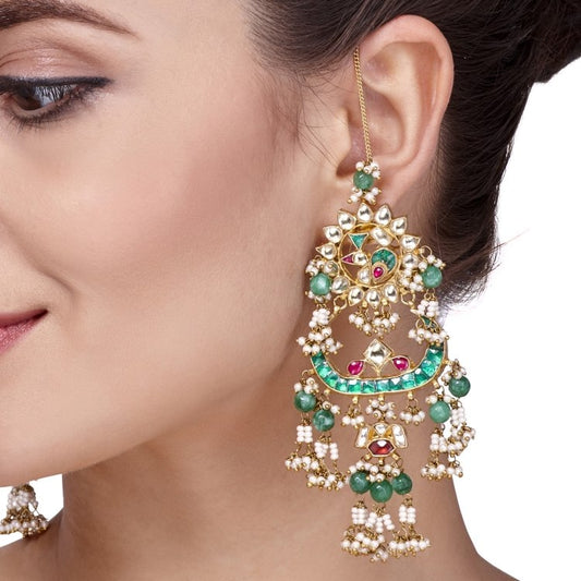 KUNDAN PEARL LONG EARRINGS