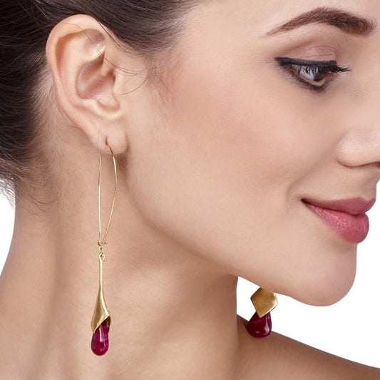RUBY DROP LONG EARRINGS
