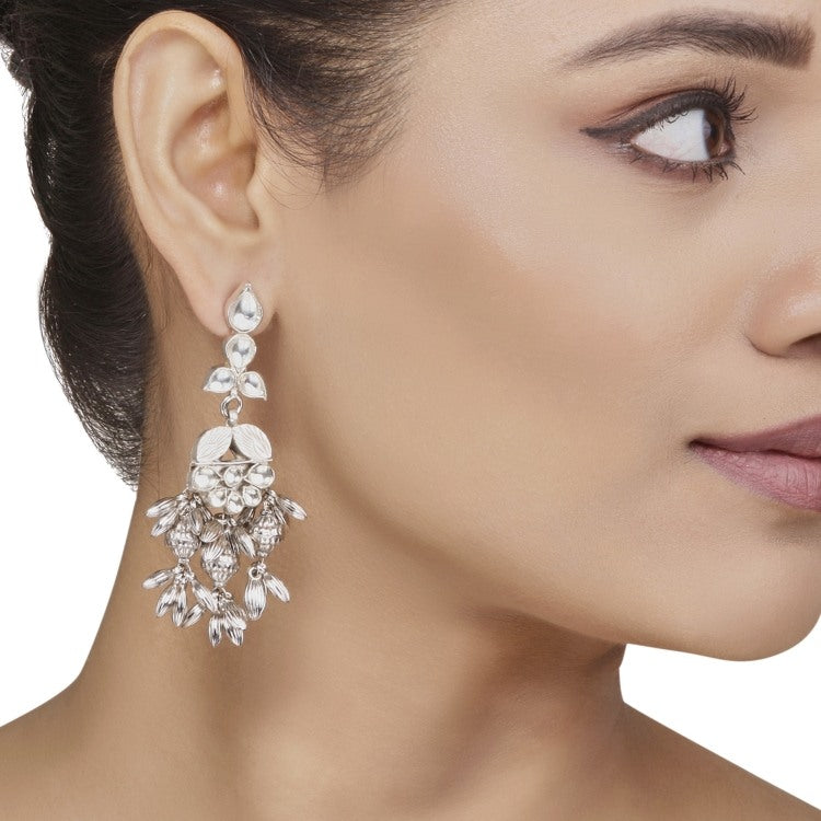Kundan Silver Balls Drop Earring