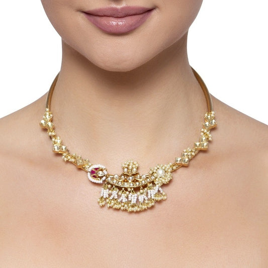 KUNDAN PEARLS HASLI NECKLACE