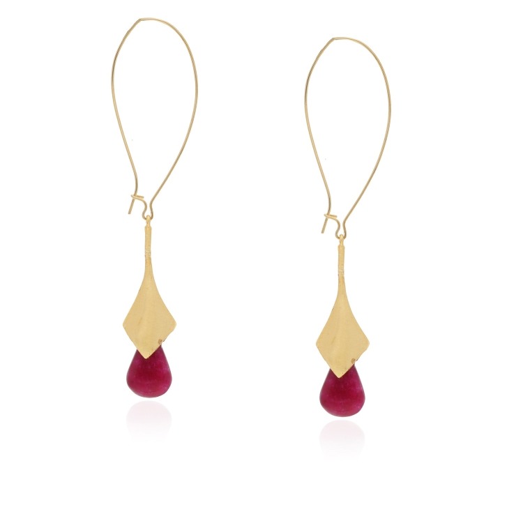 RUBY DROP LONG EARRINGS