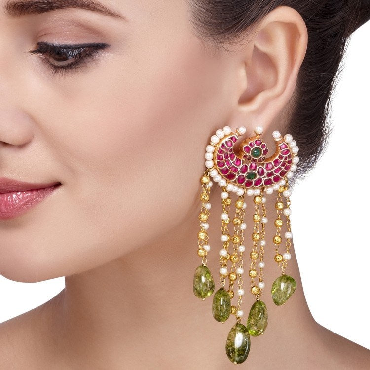 KUNDAN PERIDOT DROP EARRINGS