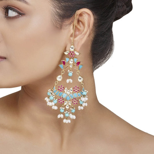 Kundan Drop Turquoise Earring