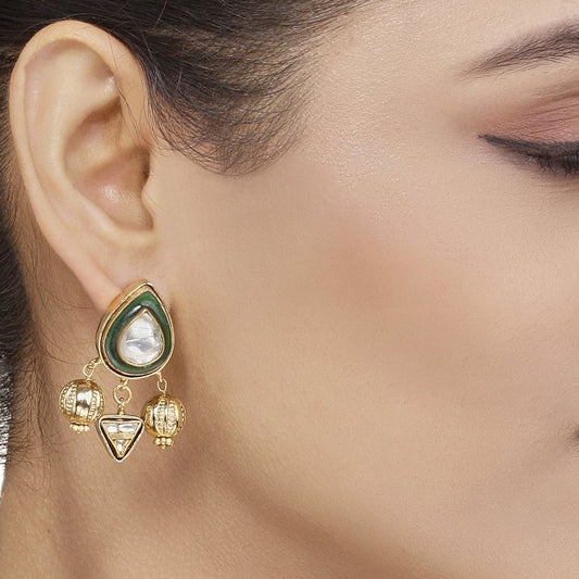 Kundan Golden Balls Earring