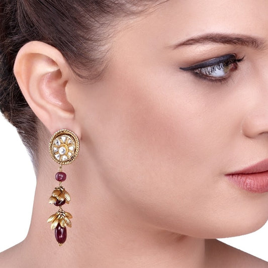 KUNDAN OVAL LONG EARRING