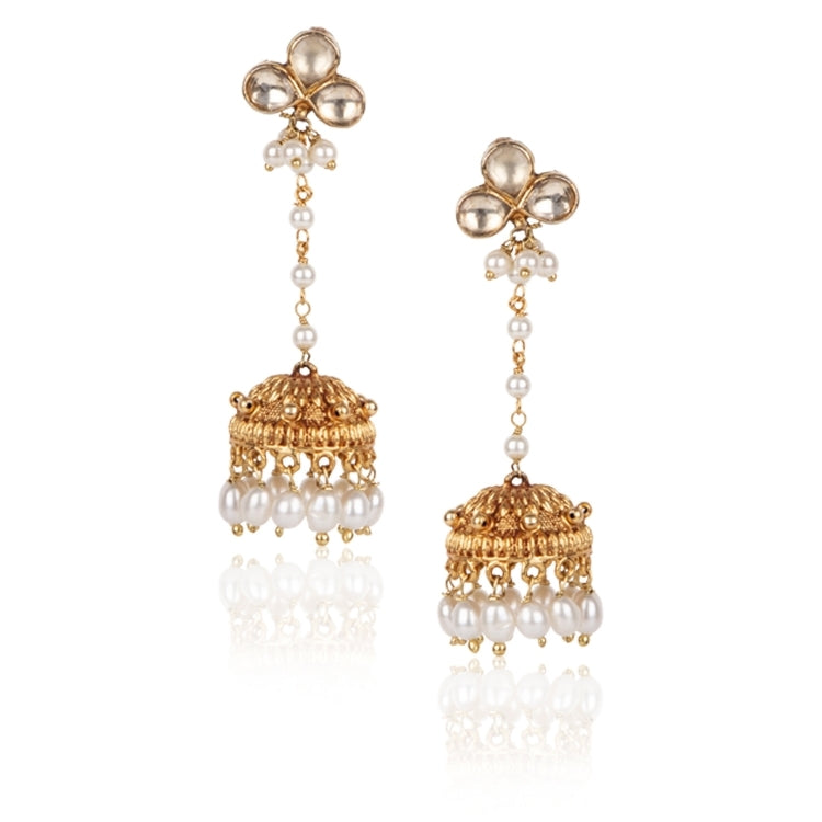 KUNDAN GOLD FLOWER EARRINGS