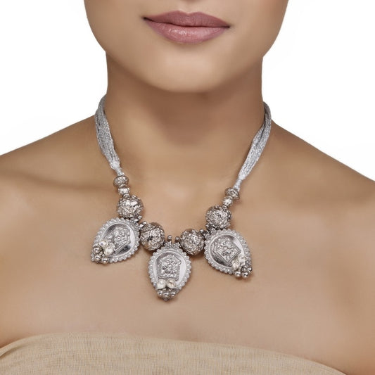 Silver Dori Kundan Pendant