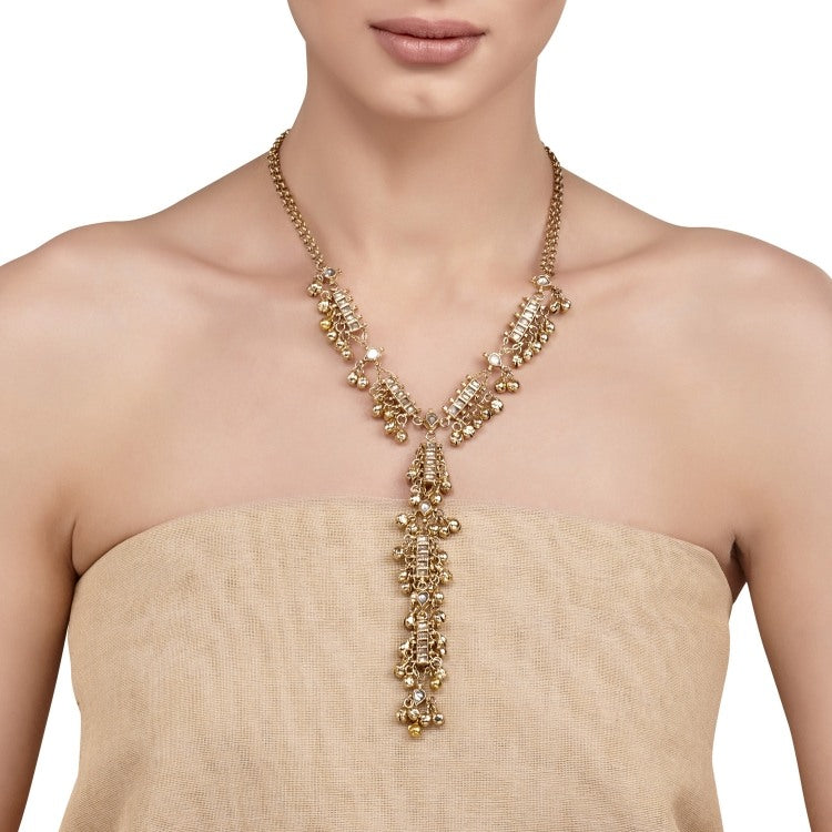 KUNDAN GOLDEN GHUNGROO NECKLACE