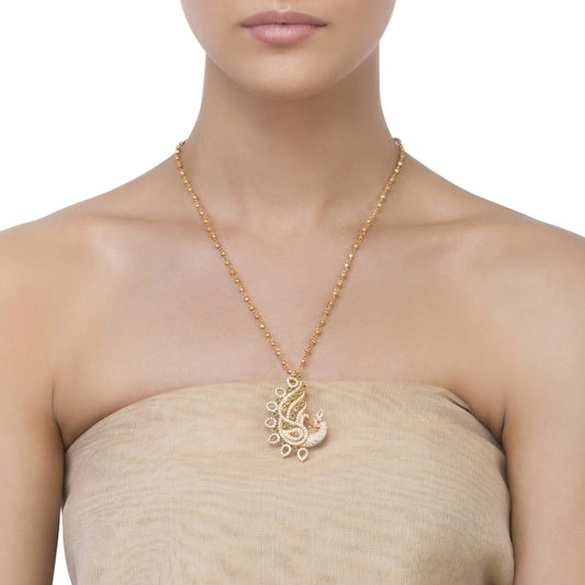 FINE ZIRCON PEACOCK PENDANT