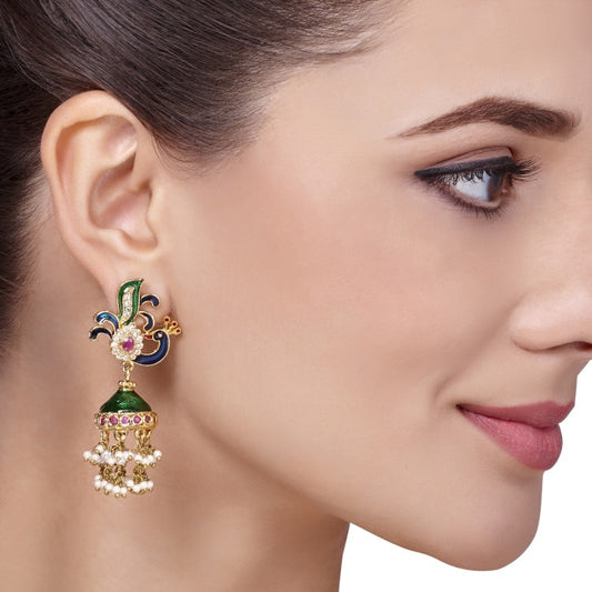 ENAMEL PEACOCK EARRINGS