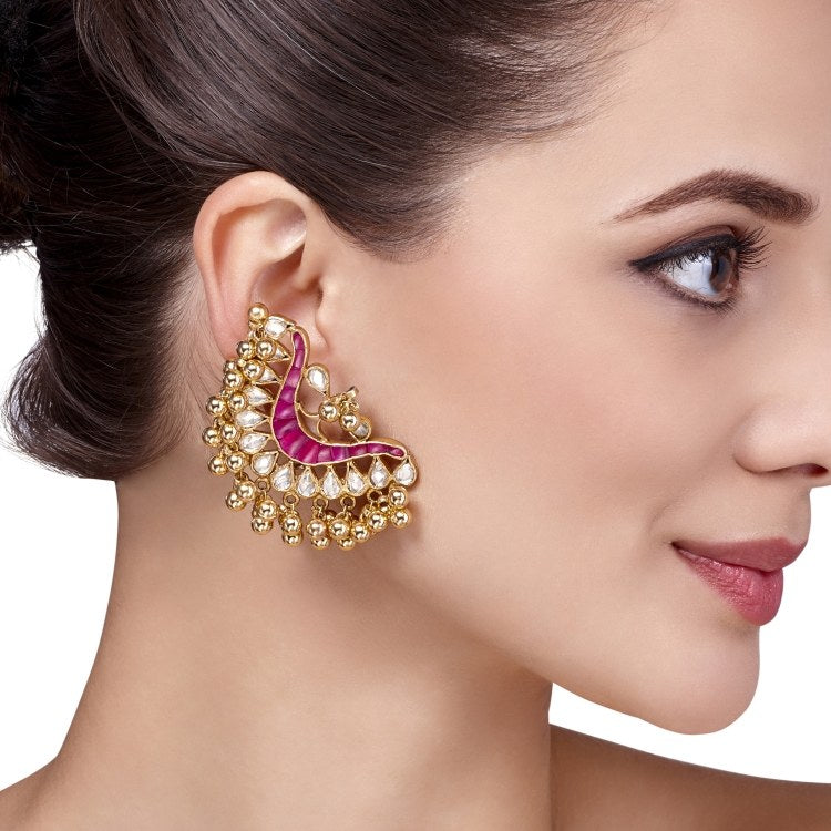 KUNDAN GOLD GHUNGROO EARRINGS