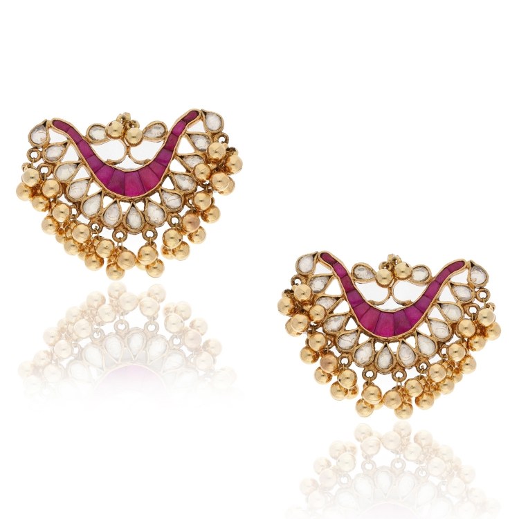 KUNDAN GOLD GHUNGROO EARRINGS