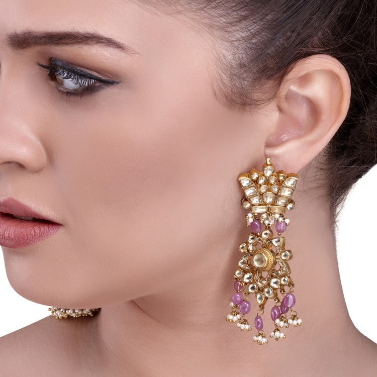 KUNDAN PINK EARRING