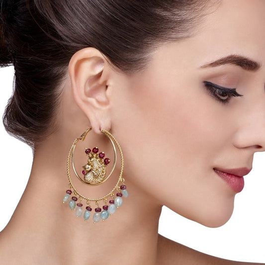 STUDDED BLUE TOPAZ BIRD EARRINGS