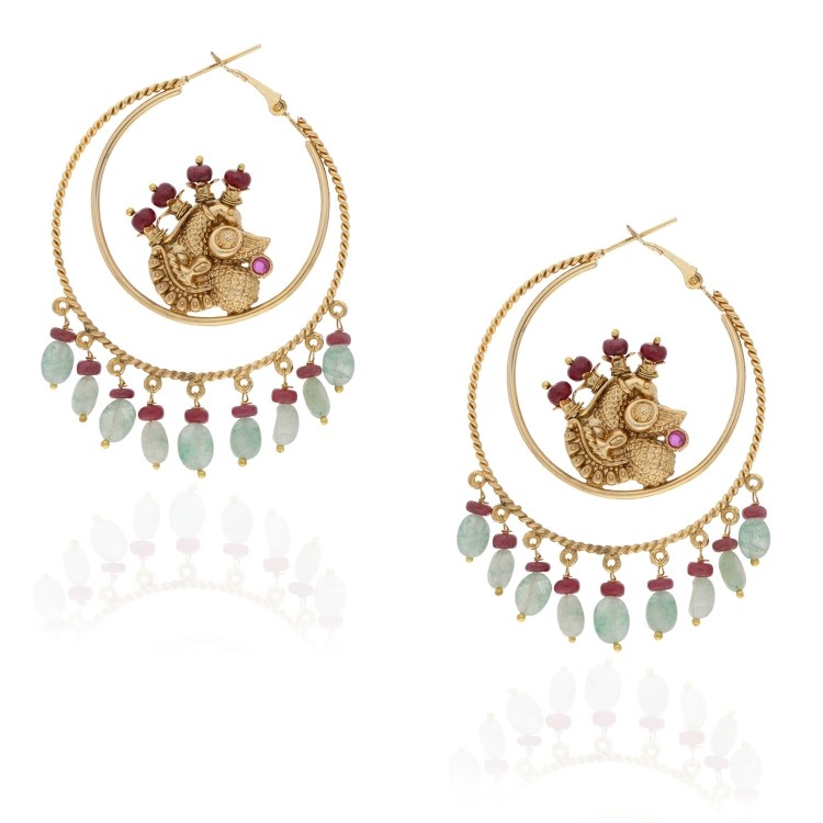 STUDDED BLUE TOPAZ BIRD EARRINGS