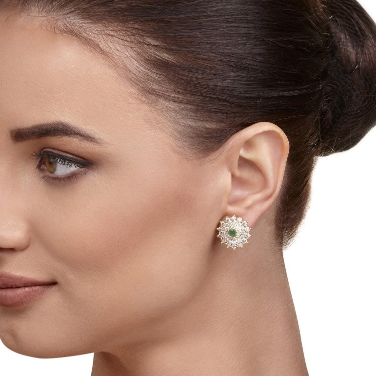 ZIRCON GREEN ONYX EARRING