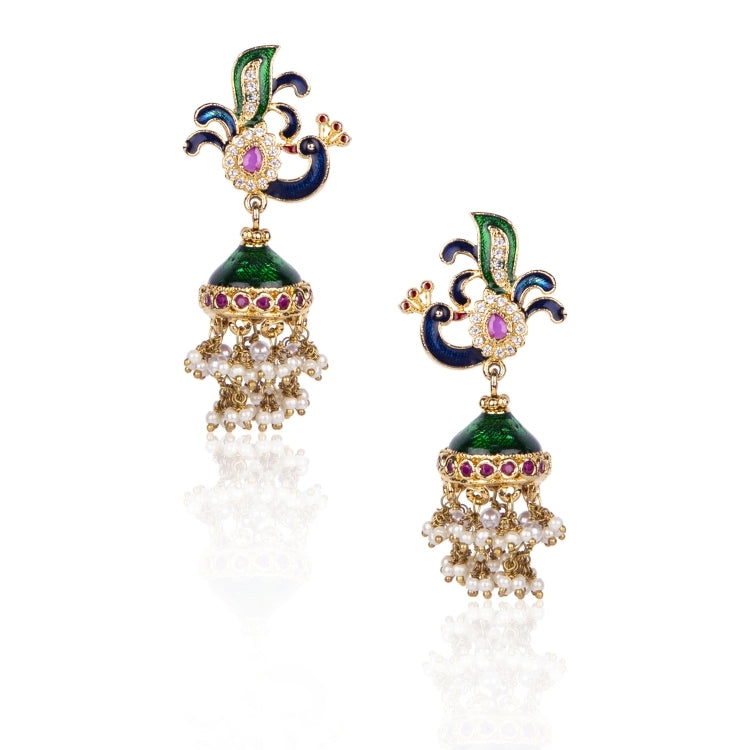 ENAMEL PEACOCK EARRINGS
