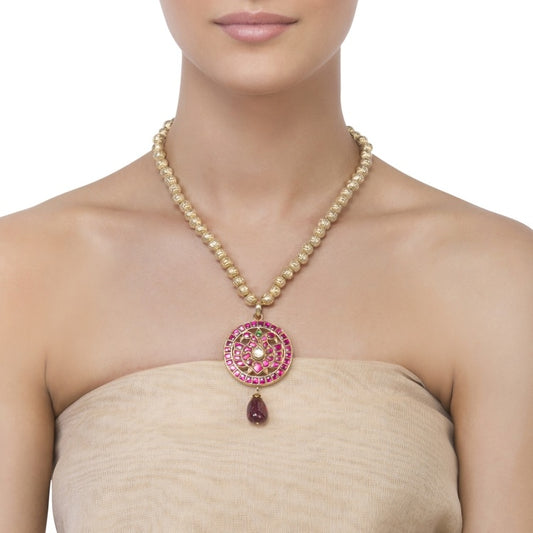 KUNDANT ROUND PENDANT NECKLACE