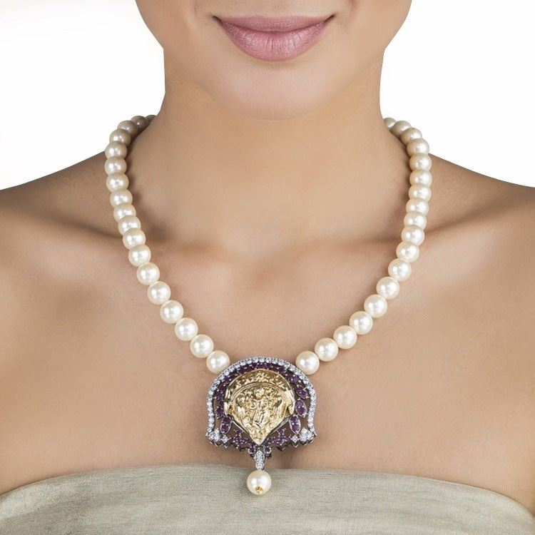 STUDDED RUBY TEMPLE NECKLACE