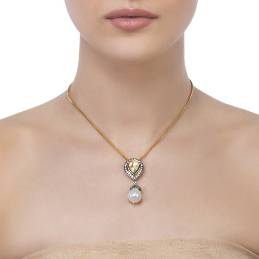 KUNDAN PEARL TEAR DROP PENDANT