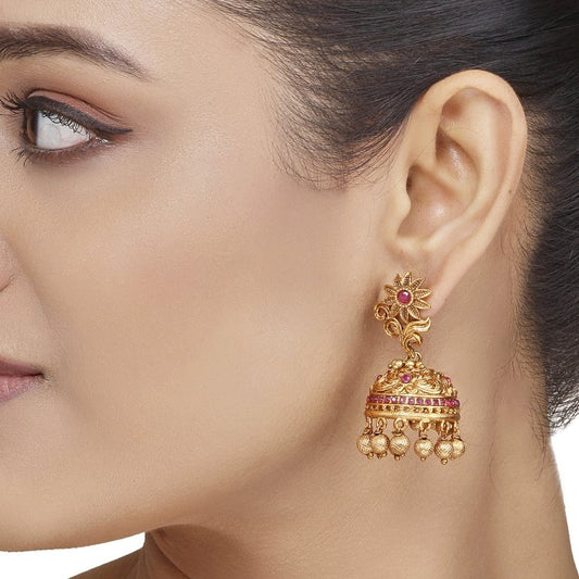 Carved Floral Jhumki